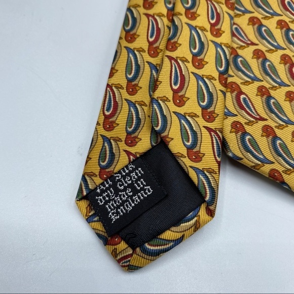 Burberry Gold Shearling Duck Silk Tie - Picture 3 of 6